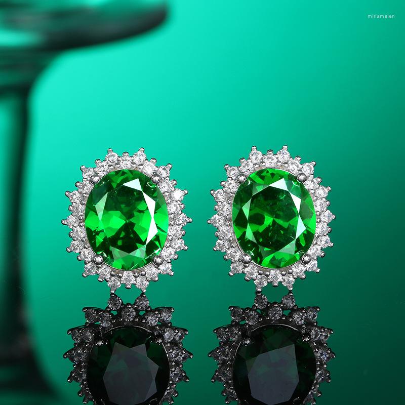 

Stud Earrings Vintage S925 Sterling Silver Emerald Artificial High Carbon Diamond Women's Noble Fashion Ear Jewelry Wholesale
