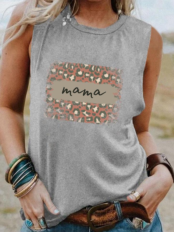 

Women' Tanks Leopard Print Mama Tank Top Mother' Day Mom Life Summer Style Sleevele Shirt Women Fashion Casual Vintage Tops, Black