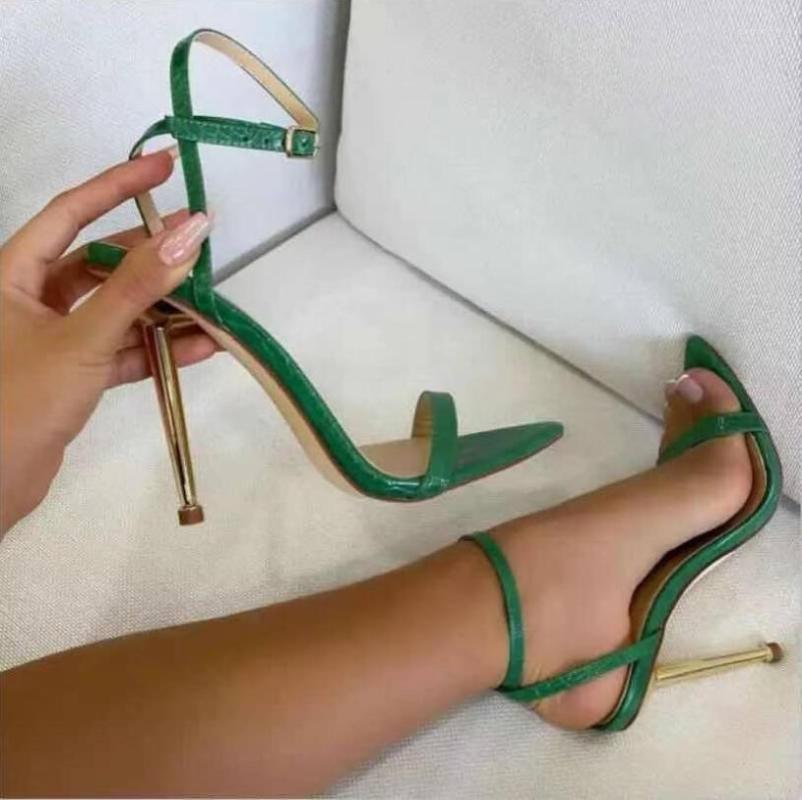 

Dress Shoes 2023 Fashion Summer Green Sandals Pointy Toe Super High Heel Cross Strapy Slingback For Women Zapatos Tacon Alto Sexys 42, White