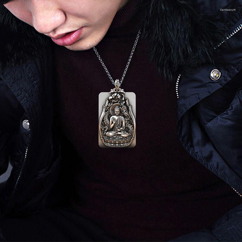 

Pendant Necklaces LH Solid Amitabha Natal Buddha Men's Necklace Zodiac Dog Pig Retro Card Couple Pendants For Jewelry Making Man