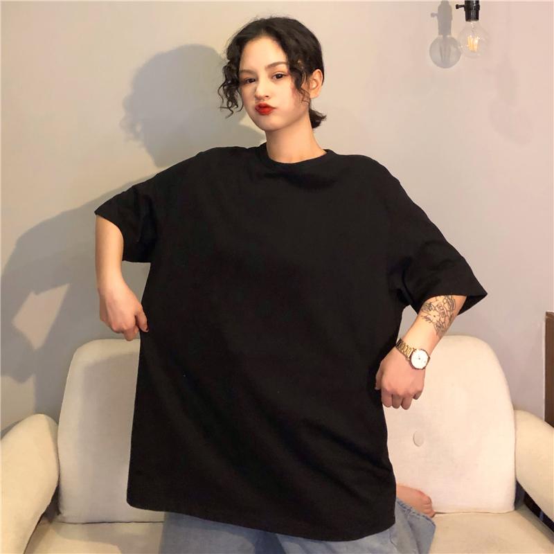 

Women's T Shirts Casual Cotton Basic Women Summer T-Shirts Loose Short Sleeve Female Solid Tshirt Harajuku Tees Korean Student Tops 067, Fuchsia