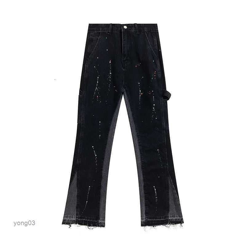 

Fashion Brand Designer Jeans Galleryed Dept Ink Splashing Stitching Contrast Versatility Men' and Women' Pants Black