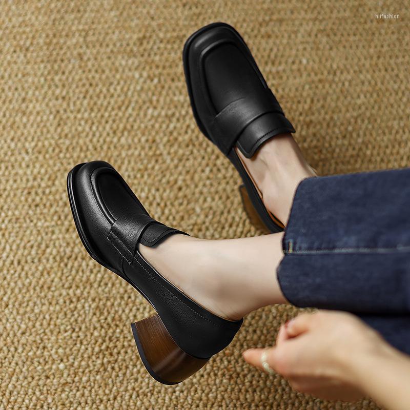 

Sandals Autumn Square Heel Vintage Shoes Women Pumps Retro Heels Loafers With Platform Comfortable Ladies Office 2023, Black