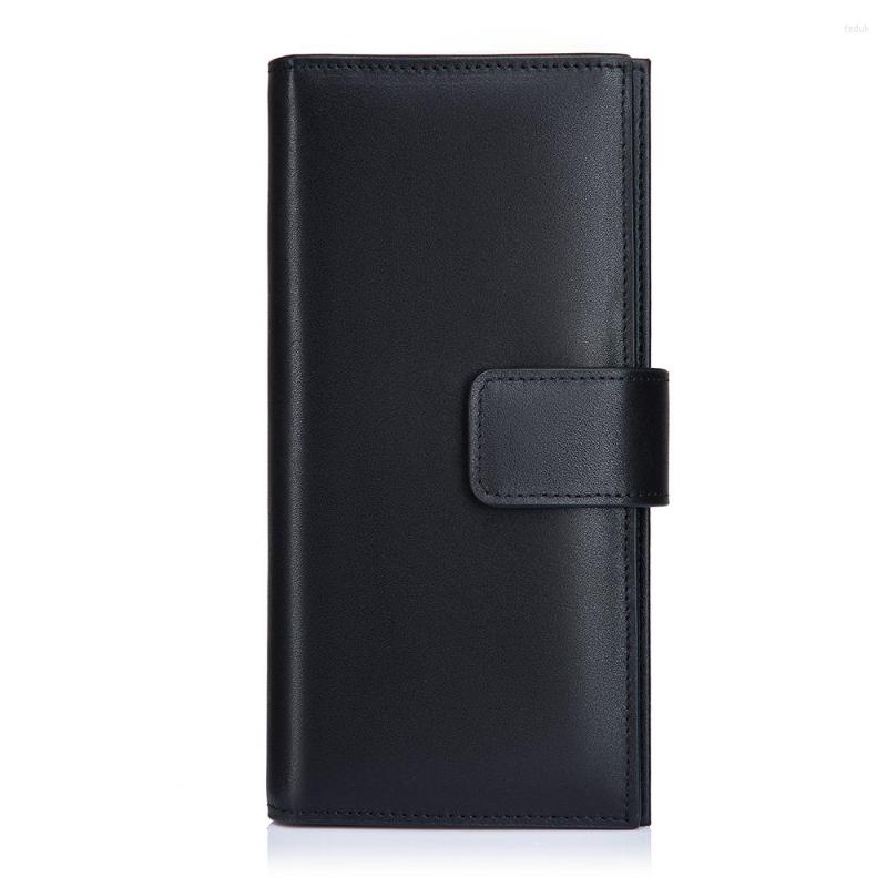 

Wallets COMFORSKIN Luxurious Genuine Leather Business Card Wallet For Male Large Capacity Long Style Men Purse Man Hasp, Black
