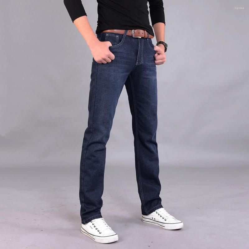 

Men's Jeans Autumn Men Casual Cotton Blend Men's Trousers Mid-Rise Straight Denim Long Pants Comfortable, Blue