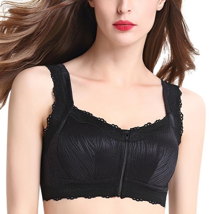 

Bras Women's Front Closure Underwear Lightly Padded Lace Push Up Wireless Bra Female Lingeire A B C D 32 34 36 38 40 42Bras, Black