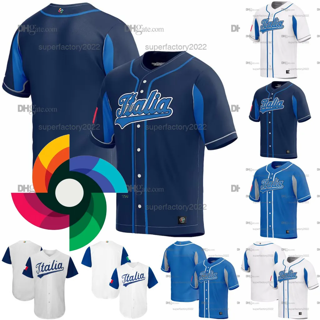 

2023 Italy Custom Wbc Team World Baseball Classic Jersey Joe Biagini Sam Gaviglio Matt Harvey Vinny Nittoli Tiago Da Silva Andre Pallante, 2017 white