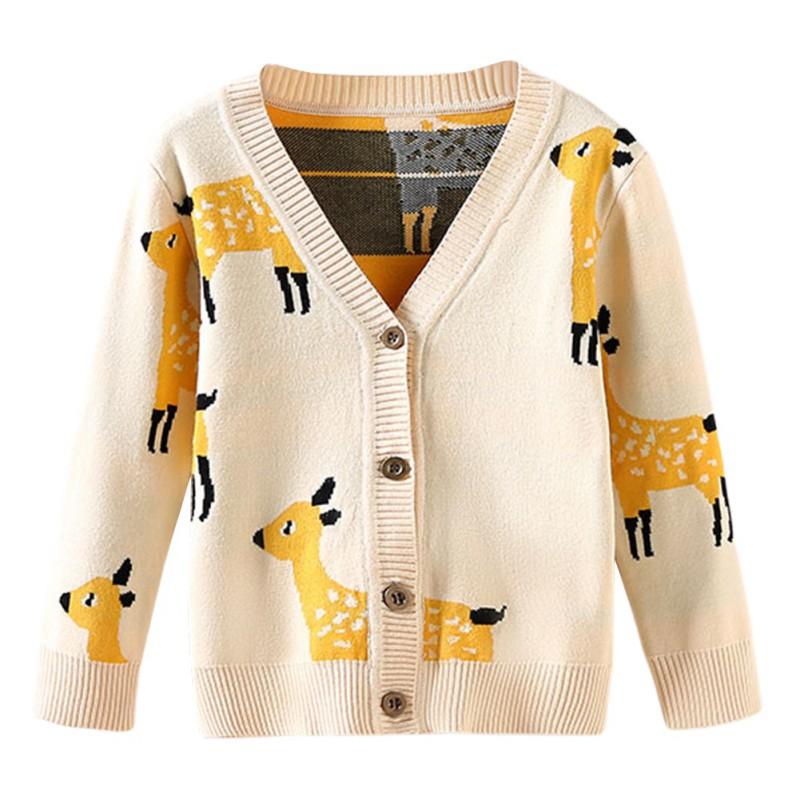 

Pullover Children Spring And Autumn Cardigan Deer Print Sweater For Kids