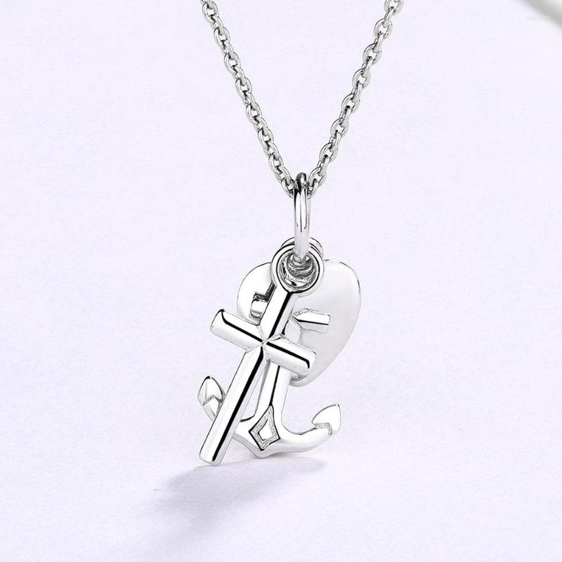 

Chains Necklace For Women Silver 925 Sterling Heart Cross Anchor Pendant Jewelry