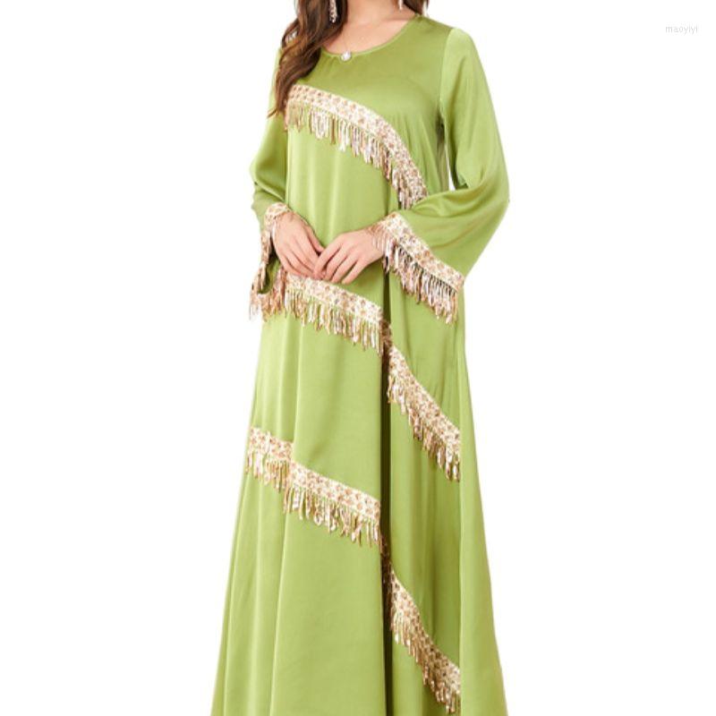 

Ethnic Clothing 2023 Autumn Luxury Abaya Muslim Woman Sequins Dresses Casual Chic Elegant Party Long Sleeve Maxi Turkish Robe