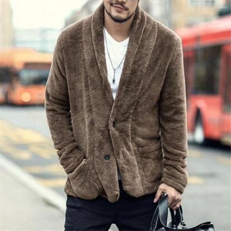 

Men' Hoodies Men Winter Sherpa Cardigan Plus Size Fluffy Fleece Sweatshirt Big Pocket Warm Coat Casual Teddy Sweatshirts, Brown
