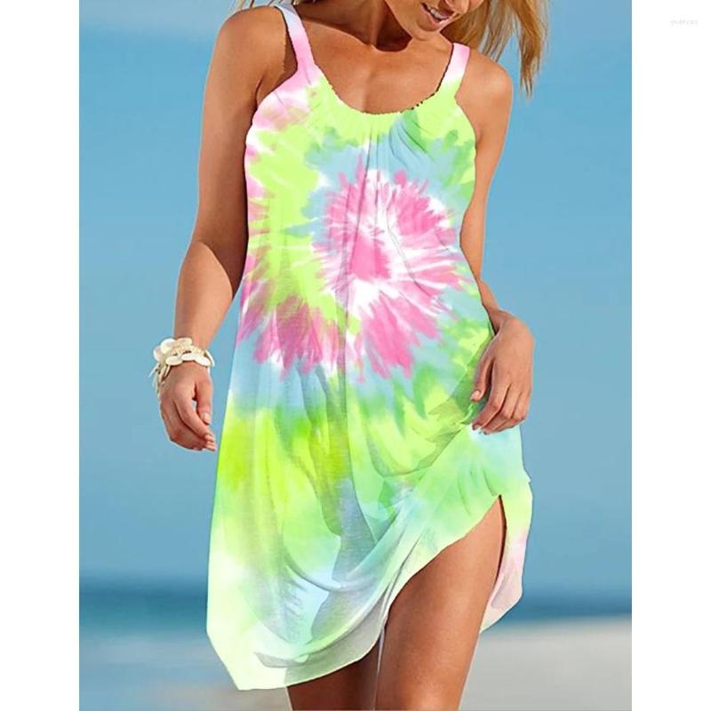 

Casual Dresses Summer Sexy Beach Dress Artistic Abstraction 3D Print Women Spaghetti Strap Streetwear Boho Female Sleeveless, Aqdws107883sj1657