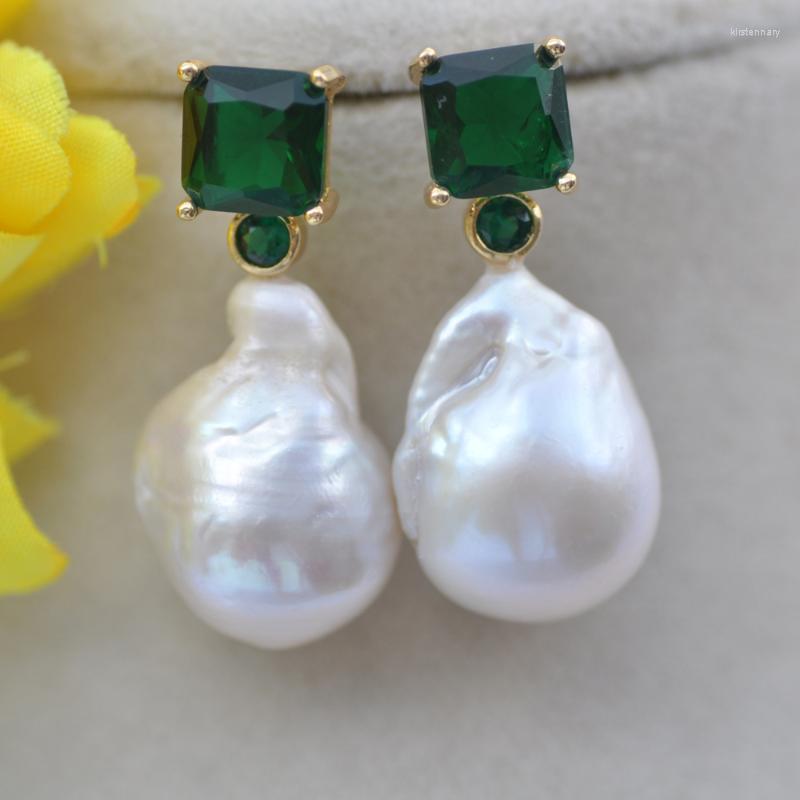 

Dangle Earrings & Chandelier 23mm White Baroque Drop Keshi Pearl Beryl CZ EarringDangle Kirs22