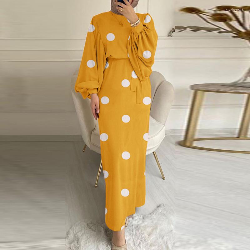 

Ethnic Clothing Middle East Turkey Fashion Elegant Long Dresses For Women Mubarak Slim Fit Robe Malaysia Muslim Islam Dot Print Vestidos
