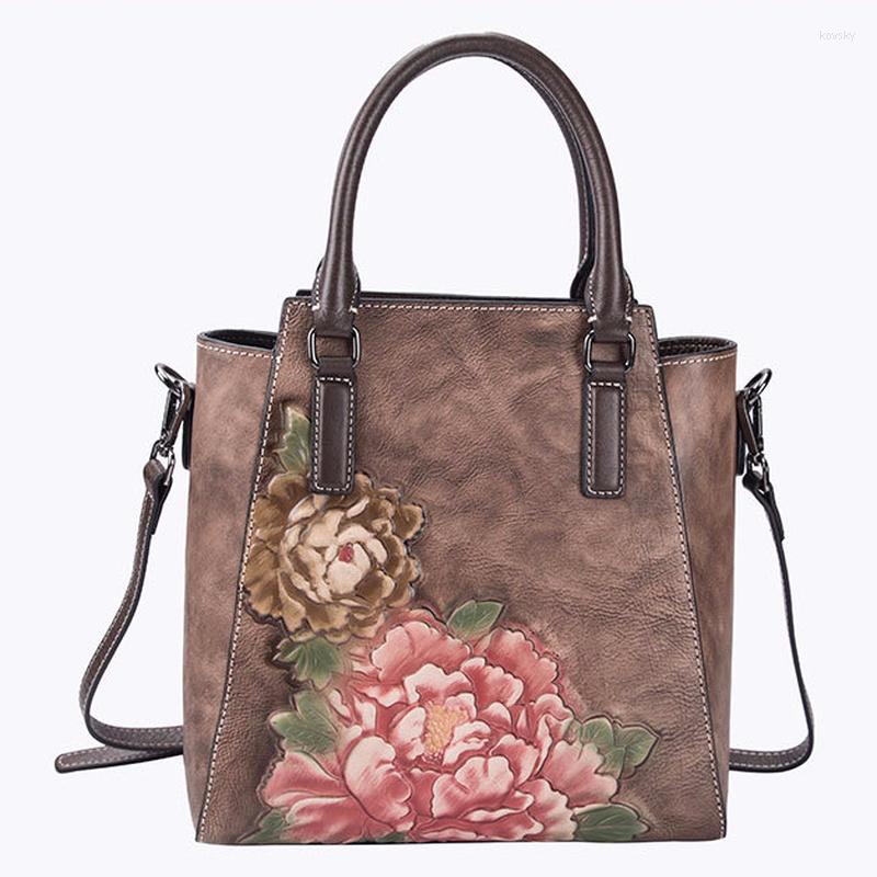 

Evening Bags Ladies Retro Genuine Leather Handbag Female Messenger Bag Tote, Red