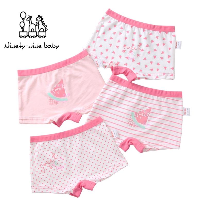 

Panties 4Pcs/lot Girls Boxer Pants Soft Kids Underwear For Cotton Sweet Print 4 Colors Baby Grils Safety, Beige