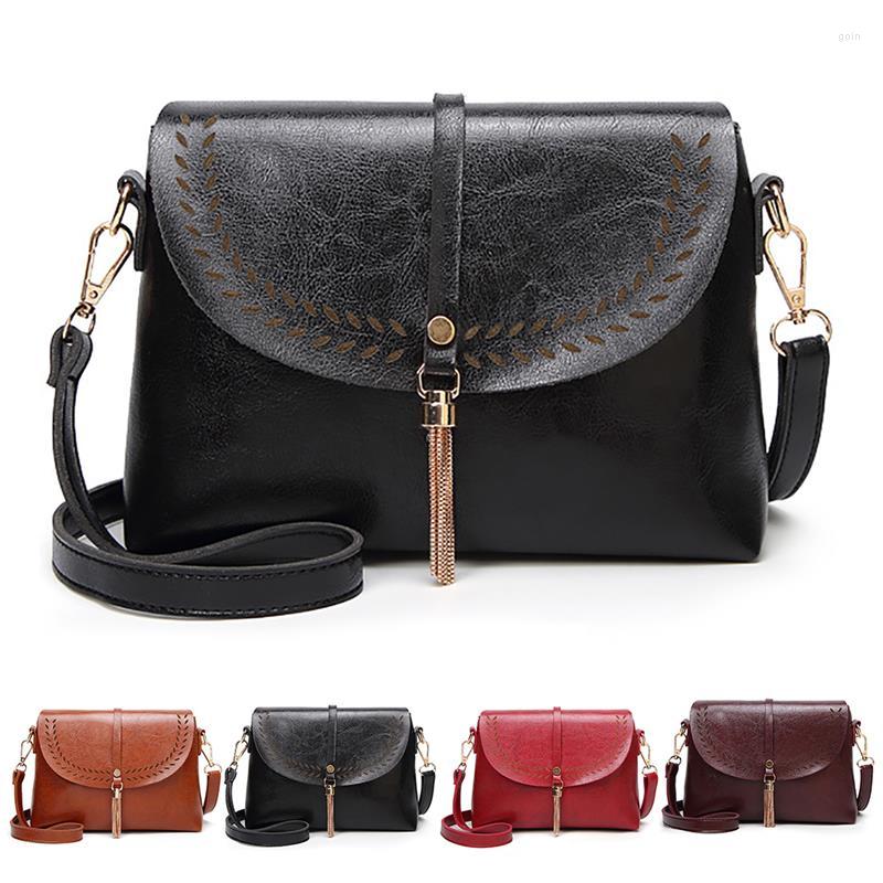 

Shoulder Bags For Women Bag Fashion Handbag Phone Purse Hollow Vintage Tassel Pu Leather Small Crossbody, Red