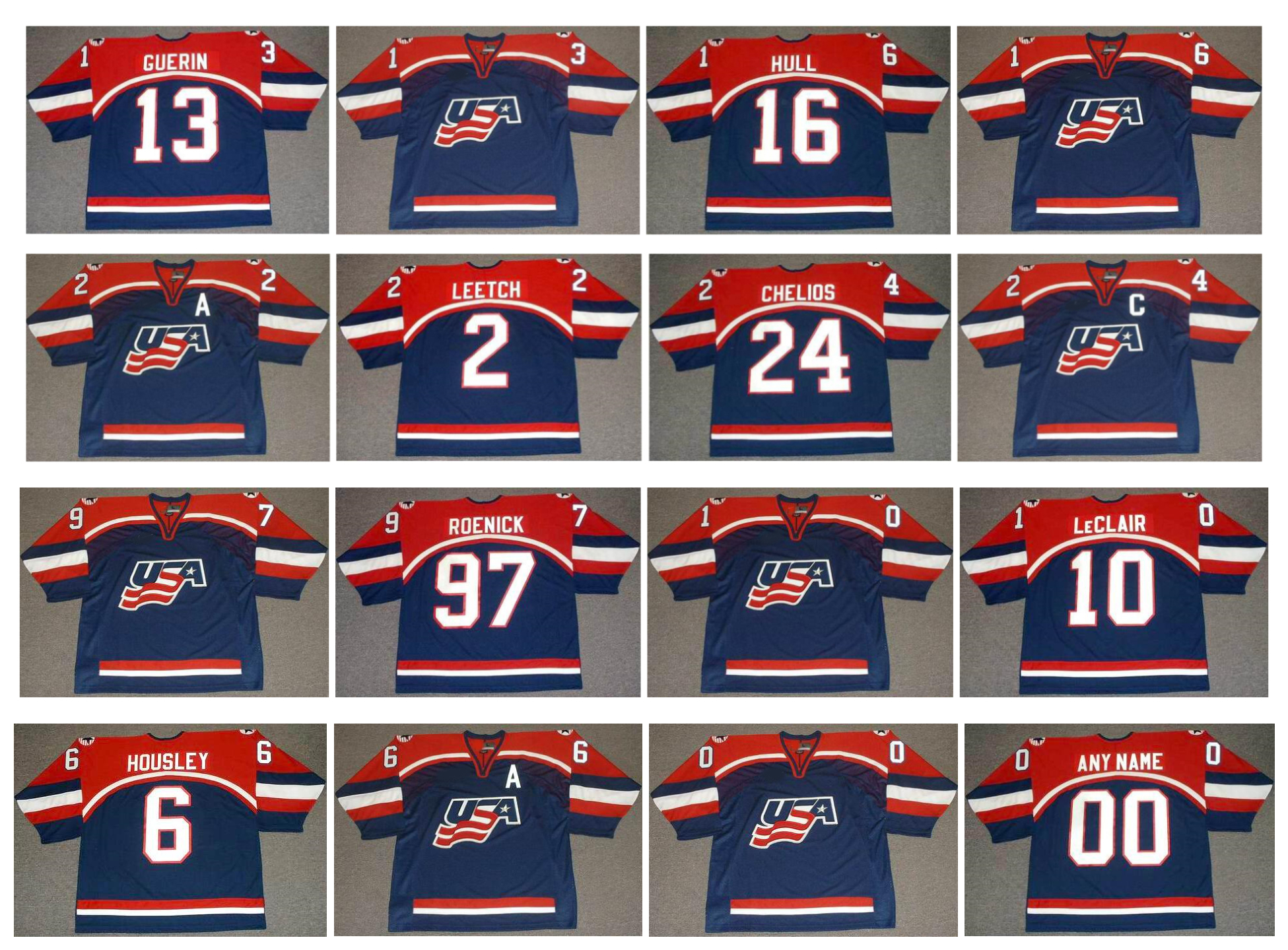

JEREMY ROENICK 2002 Team USA Hockey Jersey JOHN LeCLAIR BILL GUERIN HOUSLEY HULL BRIAN LEETCH CHRIS CHELIOS DOUG WEIGHT KEITH TKACHUK MIKE MODANO RICHTER Size S-4XL, As pic