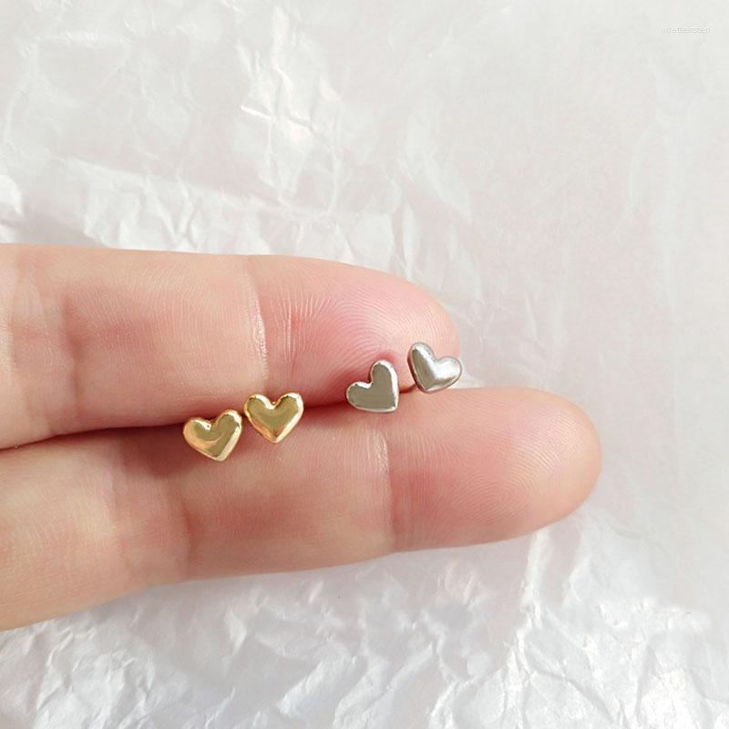 

Stud Earrings 2023 Fashion Girls Minimalist Silver Plated Mini Small Love Heart For Women Student Teen Children Jewelry Gift