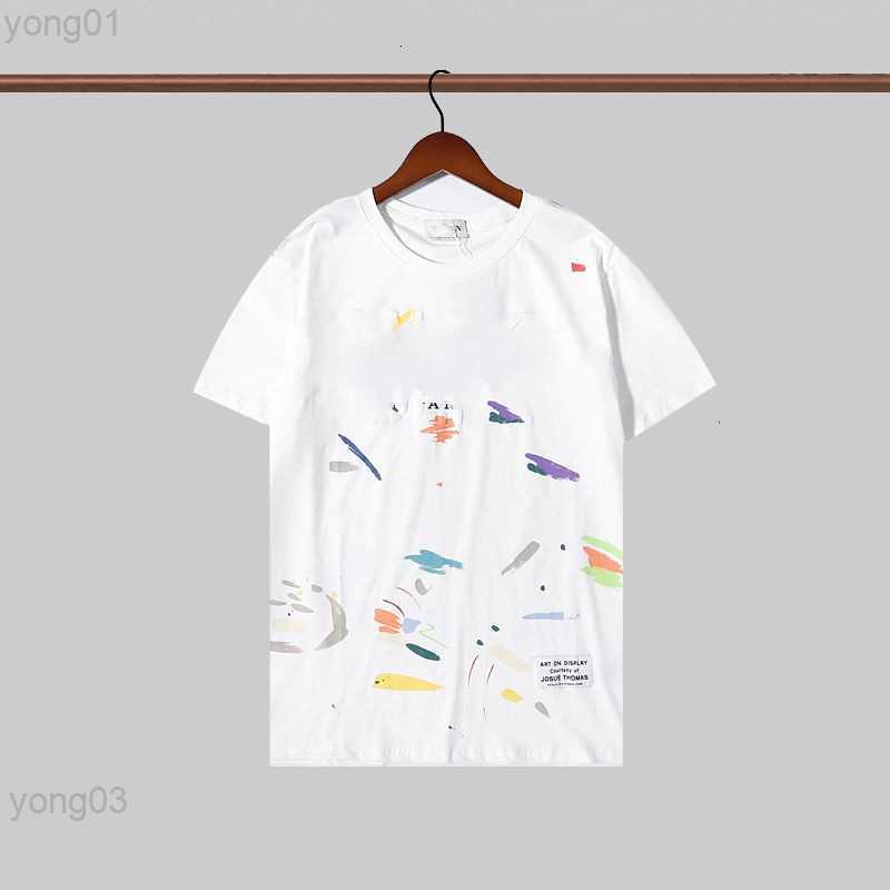 

Men's T-shirts Current Los Angeles Galleryes Dept Speckle Letter t Shirt Hand Painted Short Sleeve Men and Women Tees 2023 Summer Orw6, Black