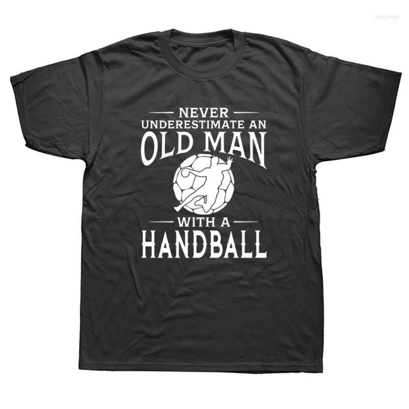 

Men's T Shirts Never Underestimate An Old Man Loves Playing Handball Shirt Streetwear Game Birthday Gift Short Sleeve Sports Loui22, White