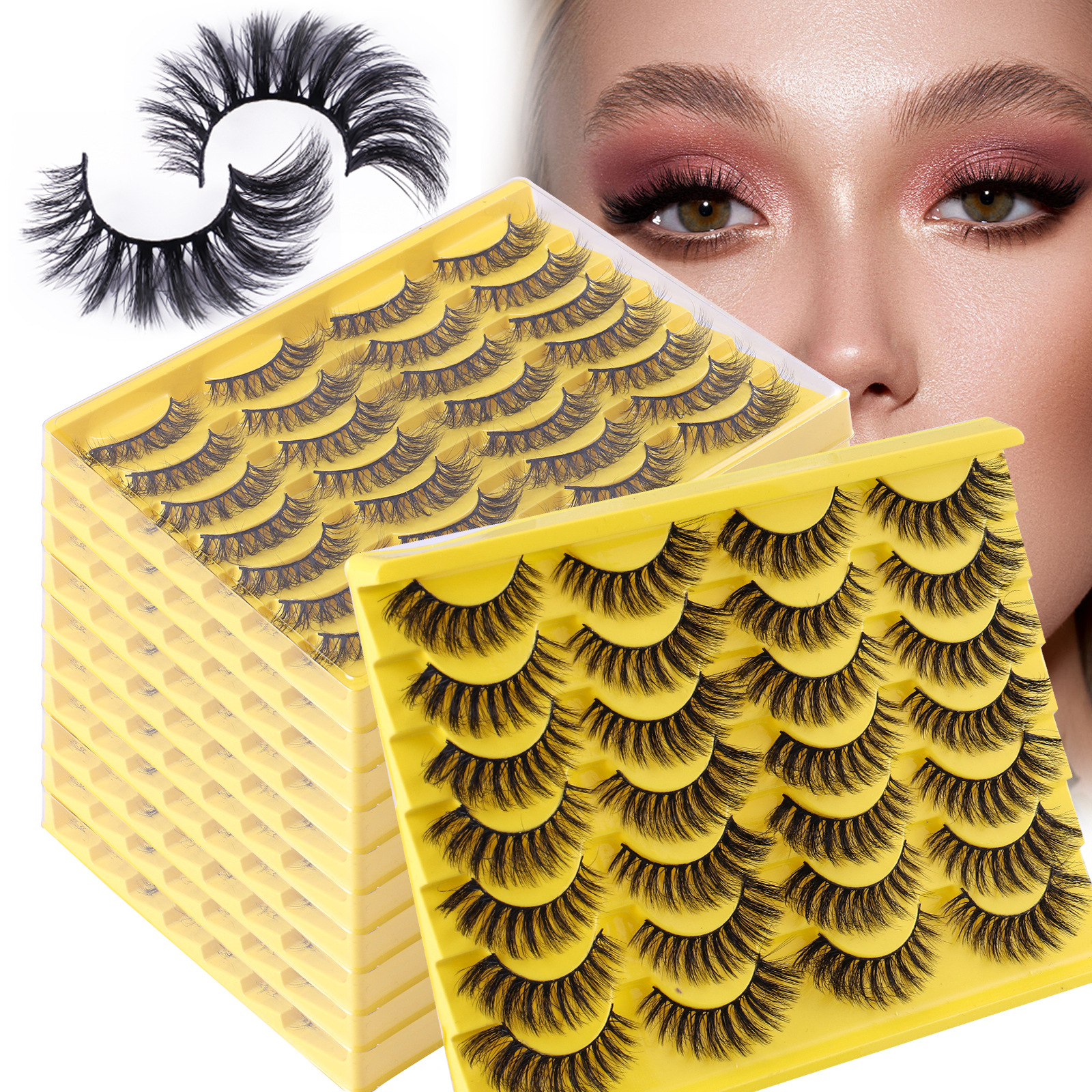 Multilayer Thick Fluffy False Eyelashes Extension Messy Crisscross Handmade Reusable Faux Mink Fake Lashes Naturally Soft Wispy Strip Lashes-image-865359555