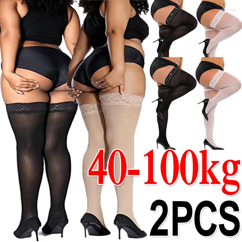 

Women Socks 2Pairs Sexy Lace Stockings Plus Size High Elastic Thigh Transparent Over Knee Sock Temptation Pantyhose Tights, Set c