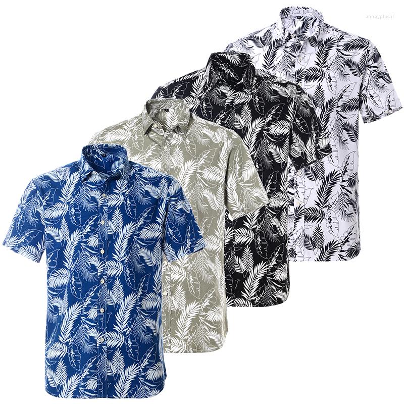

Men' Casual Shirts Summer Hawaiian Men Shirt 100 Cotton Short Sleeve Beach Floral Regular Fit Printed Europenan Size, 8017-4