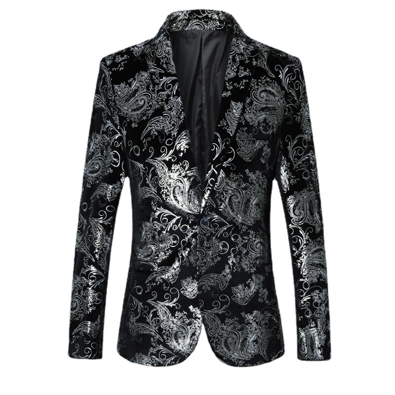 

Men's Suits Blazers Brand clothing Gold Susiness Blazer Trend Male Slim Suit Jacket Nightclub Hosted Party Dress Men's Leisure suit Size S-5XL 230316, Silver