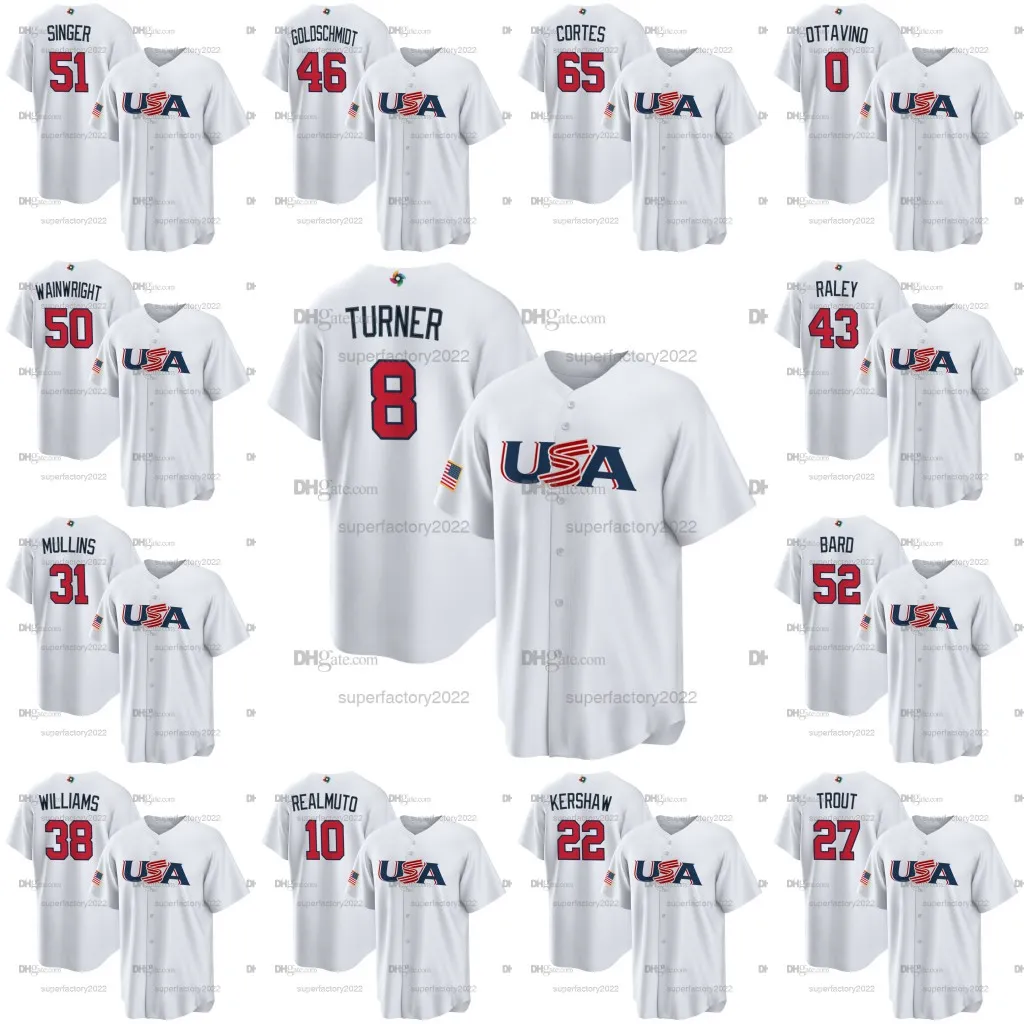 

Team Usa 2023 World Custom Baseball Classic Jersey Wbc Trea Turner Paul Goldschmidt Nestor Cortes Pete Alonso Tim Anderson Adam Ottavino Ada, 27 mike trout