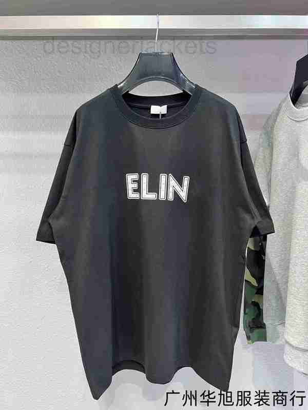 

Men's T-Shirts designer High quality threaded round neck front letter printing willow spike grain men and women T-shirt 46E3, Black