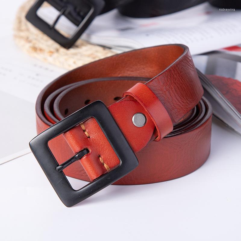 

Belts 2023 Cross-border Women's Belt Top Layer Cowhide Copper Buckle Fashion Versatile Vintage Luxury, Black