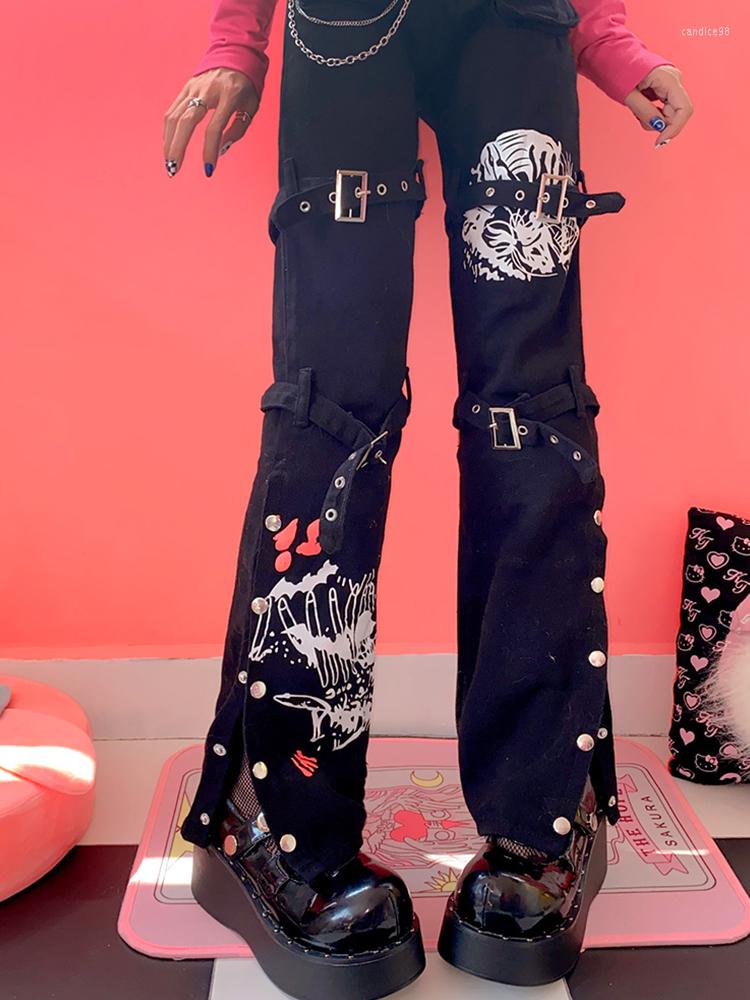 

Women' Jeans Kalevest Y2K High Street Cargo Pants Black Rave Outfits Pockets Pantalones Mall Goth Women Pant Streetwear Waist Jean 2023