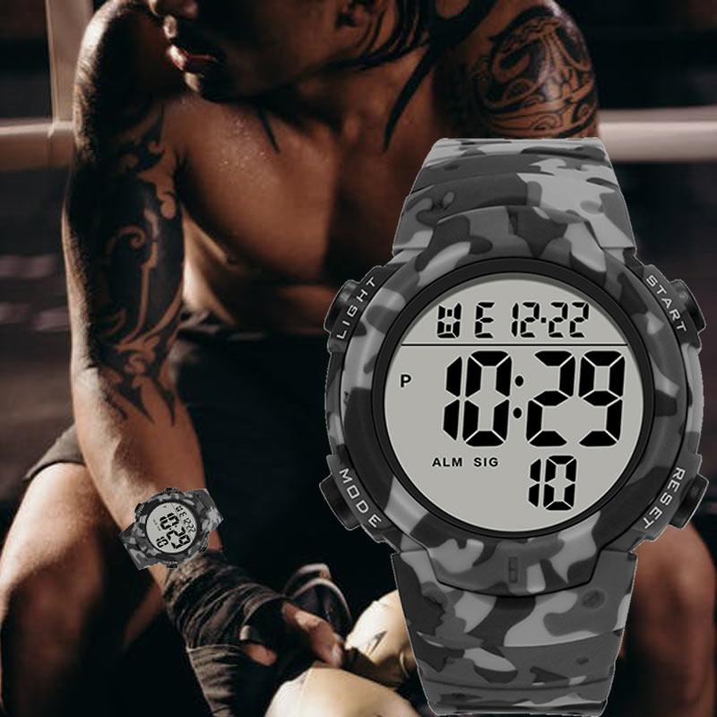 

Wristwatches SYNOKE Big Numbers Watch Men 50M Waterproof Male Clock Alarm Stopwatch Multifunction Digital Watches Relogio Masculino, Black - blue