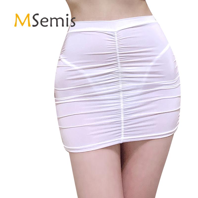 

Skirts Womens Ladies Summer Mini Mid Waist Stretchy Shirring Miniskirt Elastic Waistband Ruched Skirt For Party Nightclub, White