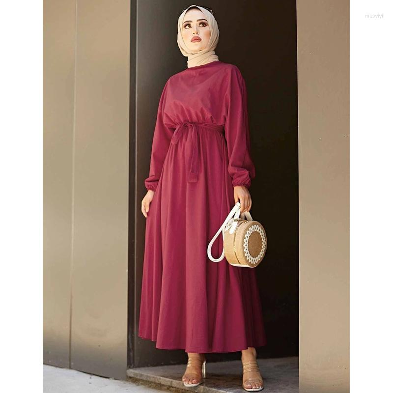 

Ethnic Clothing Wepbel Muslim Dress Women Arab Big Swing Kaftan Abaya Robe Loose Long Female Dubai Jalabiya
