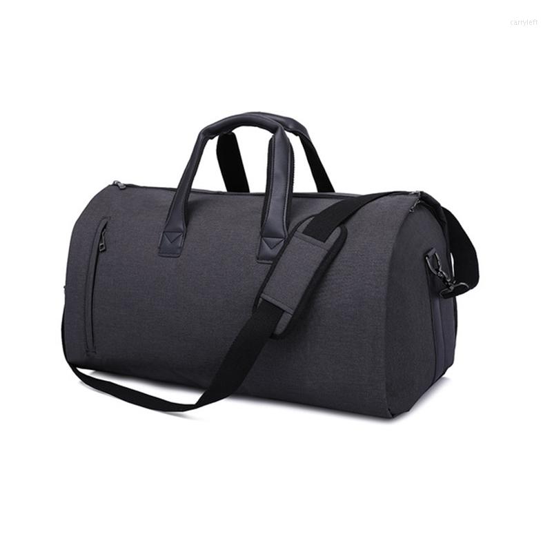 

Duffel Bags 2 In 1 Garment Travel Bag With Shoes Compartment Convertible Suit Carry On Luggage Shoulder Strap T0, Black