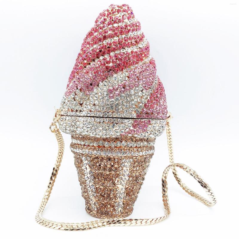 

Evening Bags Luxury Diamonds Ice Cream Bag Crystal Handbags Rainbow Rhinestone Shoulder Crossbody Designer Wedding Clutch