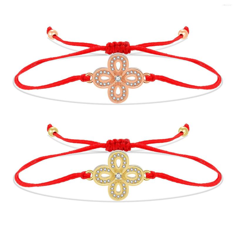 

Charm Bracelets Good Quality Gold-plated Brass Flower String Adjustable Bracelet Women Girl 2023 Fashion CZ Handmade Jewelry Gift