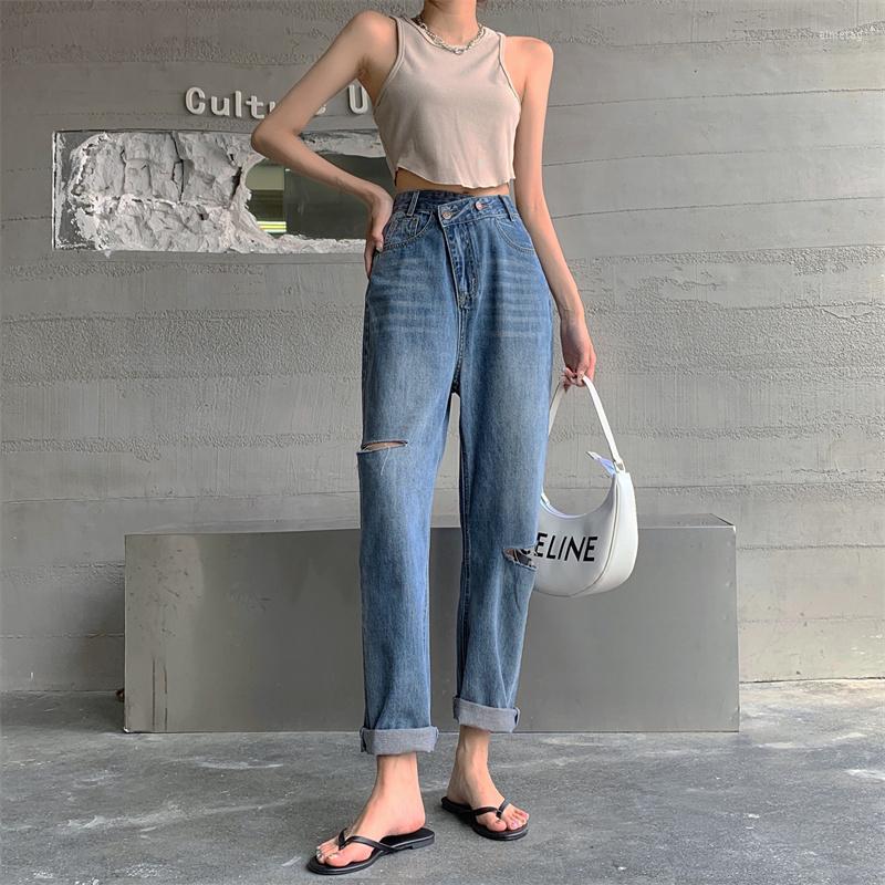 

Women' Jeans ILARE Female Clothing Vintage Clothes Streetwear Women' Pants Ripped Woman High Waist Y2k Korean Fashion Baggy Pant Women, Blue