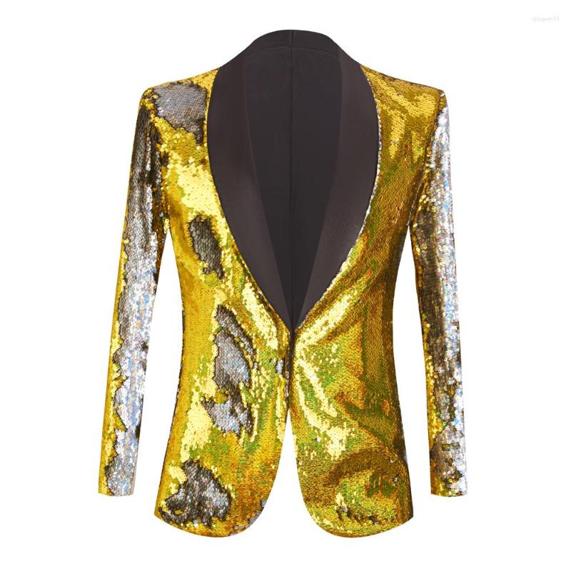 

Men's Suits Men Bridegroom Blazers Suit Sequin Glitter Show Blazer Lapel Coat Slim Jacket Clothes Wedding Party Top Plus Size, Gold