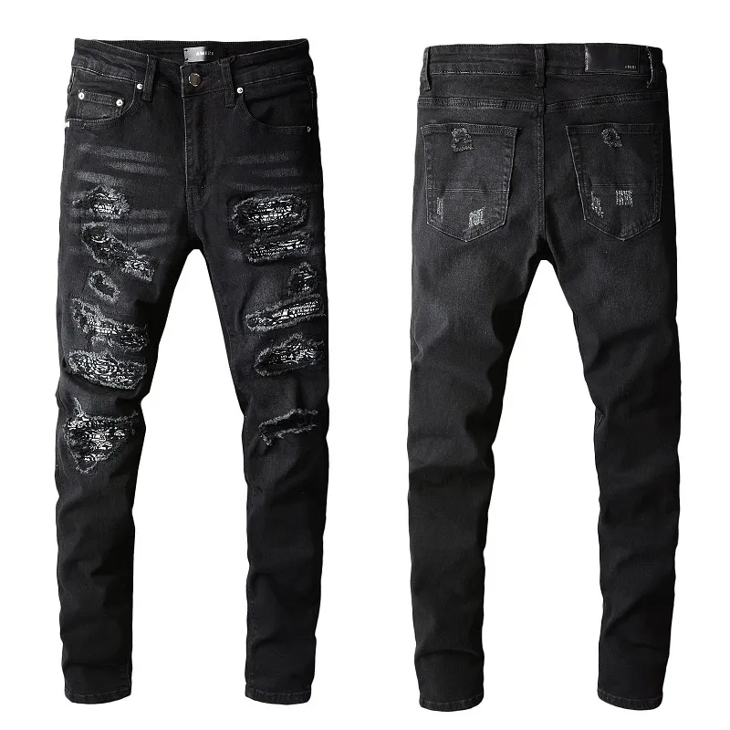 

2023 New Arrivals amirs Mens Luxury Designer Denim Jeans Holes Trousers Jean COOLGUY Biker Pants Man Clothing #669 dOA, Black