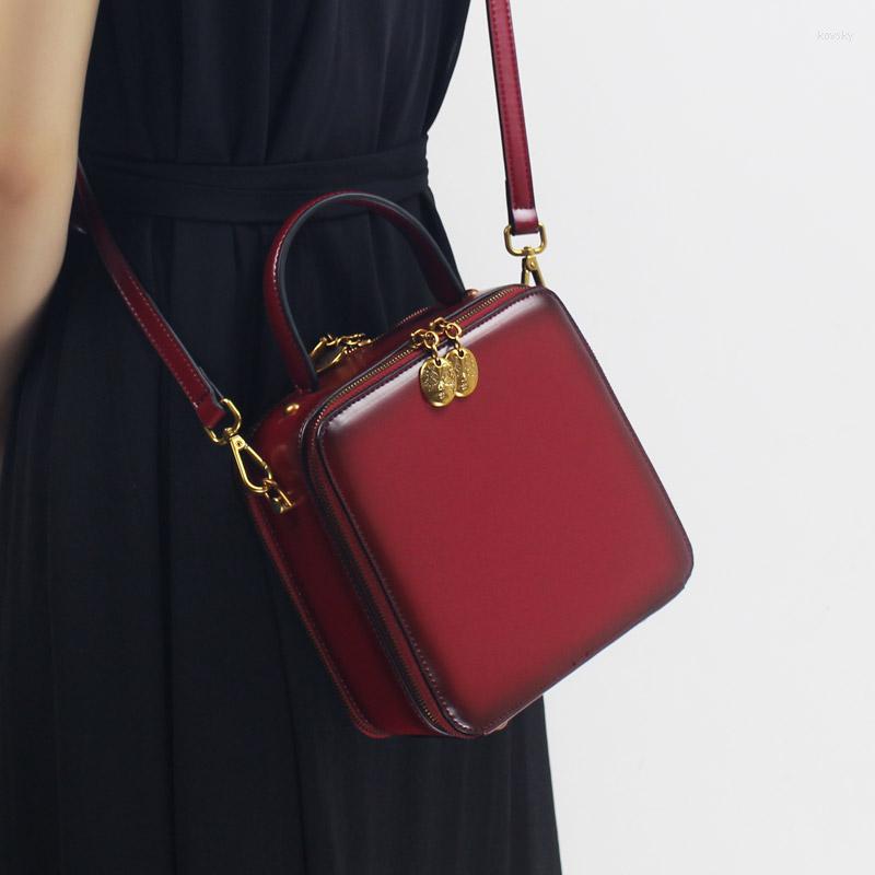 

Evening Bags BENVICHED Ladies' Real Leather Bag 2023 Fashion Tassels Retro Literature Handbag Single Shoulder Small Square C373, Black