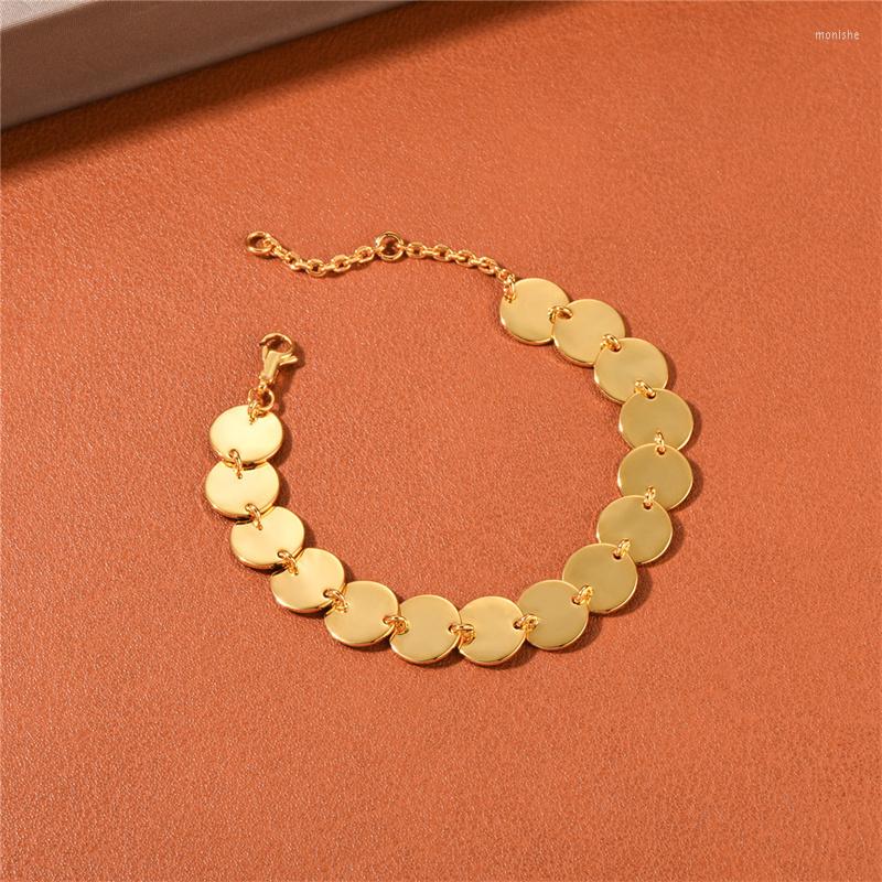

Charm Bracelets France Glossy Disc Stitching Bracelet Letter Niche Design Personality Simple Fashion All-Match Jewelry Accessories Gift