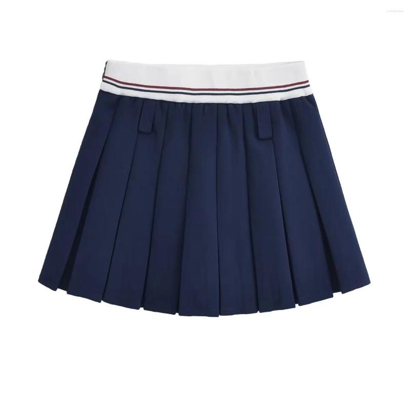 

Skirts Women Y2k High Waist Mini Pleated Collage Skirt With Shorts S  L, Black