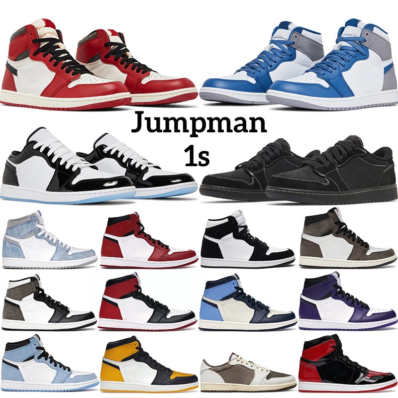 

mens trainers basketball shoes jumpman 1 high 1s low Chicago j1 True Blue Reverse Mocha Black Phantom Bred Toe UNC Patent womens mens sports sneakers outdoor size 5.5-13, 32