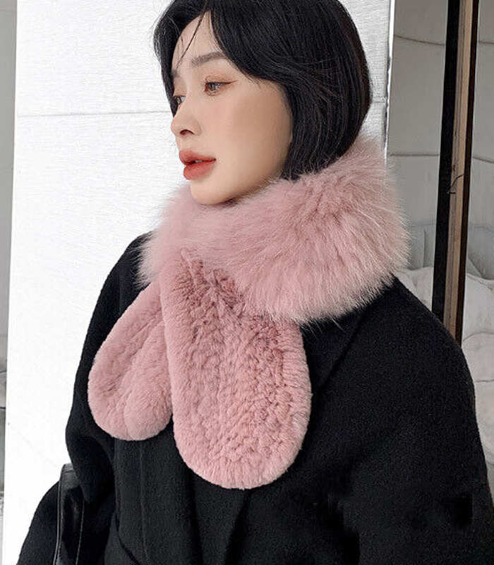 

Women Real Rex Rabbit Fur Scarf Winter Warm Neckerchief Muffler