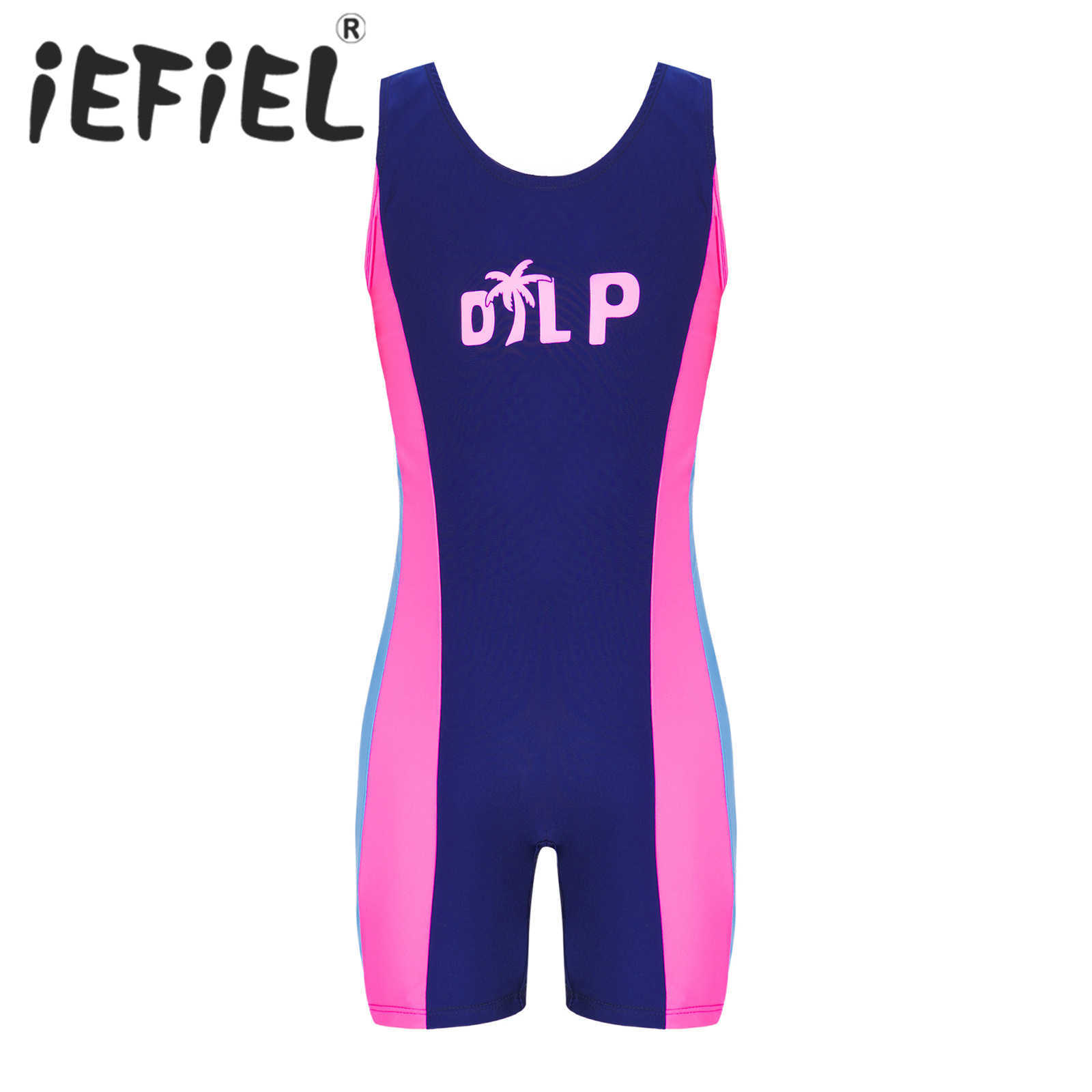 

One-Pieces Kids Girls One Piece Swimsuit Rash Guard Children Long Sleeves Swimwear Jumpsuit Beachwear Pool Water Park Swimming Bathing Suit L230315, Navy blue