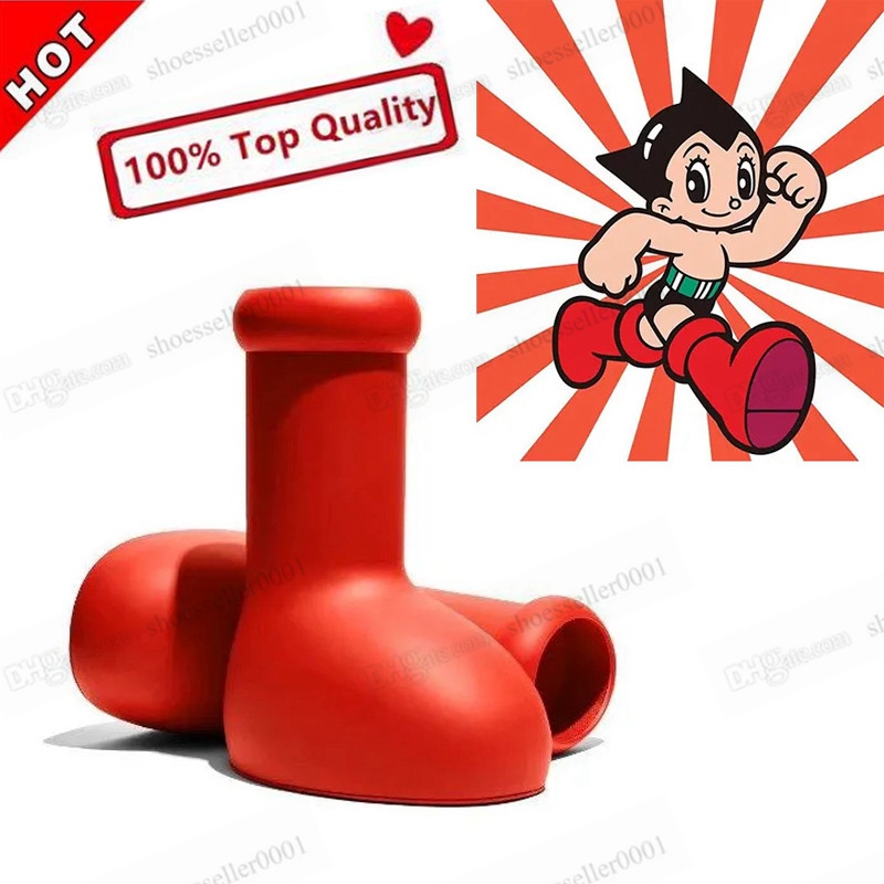 

High Quality 2023 Mschf Big Red Boot Designer Men Women Rain Boots EVE Rubber Astro Boy reps Over the Knee Booties Cartoon Shoes Thick Bottom Platform 35-48
