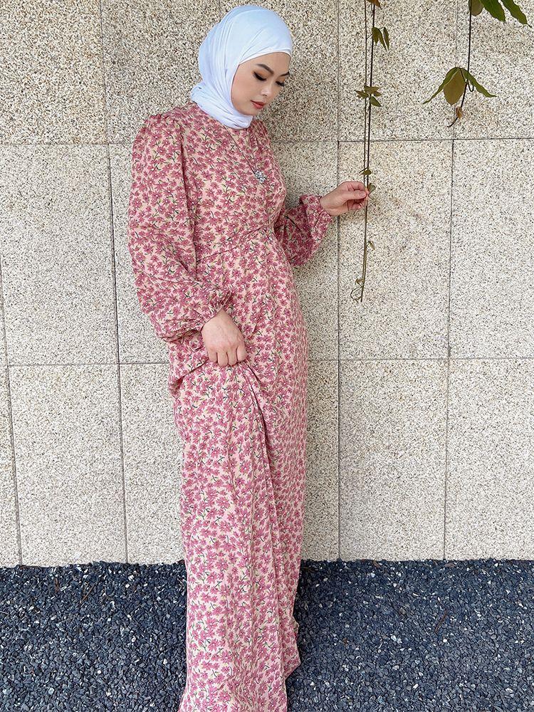 

Ethnic Clothing Dresses Summer 2023 Fashion Floral Print Muslim Robe For Women Abaya Dubai Turkey Long Casual A-line Party Gown Maxi Kaftan